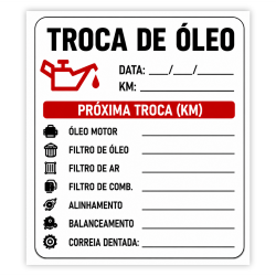 Adesivo Troca de Óleo - Formato 5x8 cm - Mínimo 200 peças